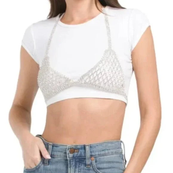 NWT Natasha Couture Rhinestone Bralette Adjustable Size - Picture 2 of 14